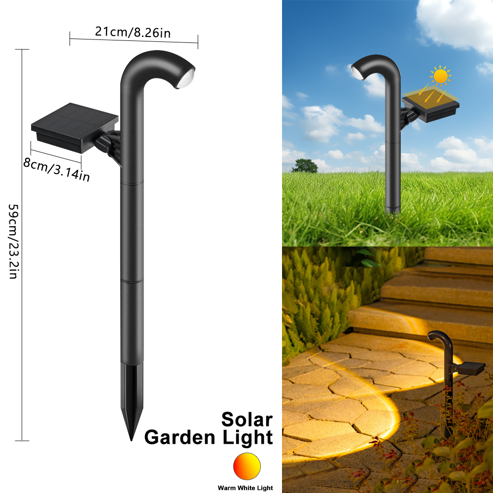 Solar Garden Pathway Lights Outdoor Waterproof Stake Lights for Lawn Driveway Walkway Decoration Bend Solar Lighting: 0-5W