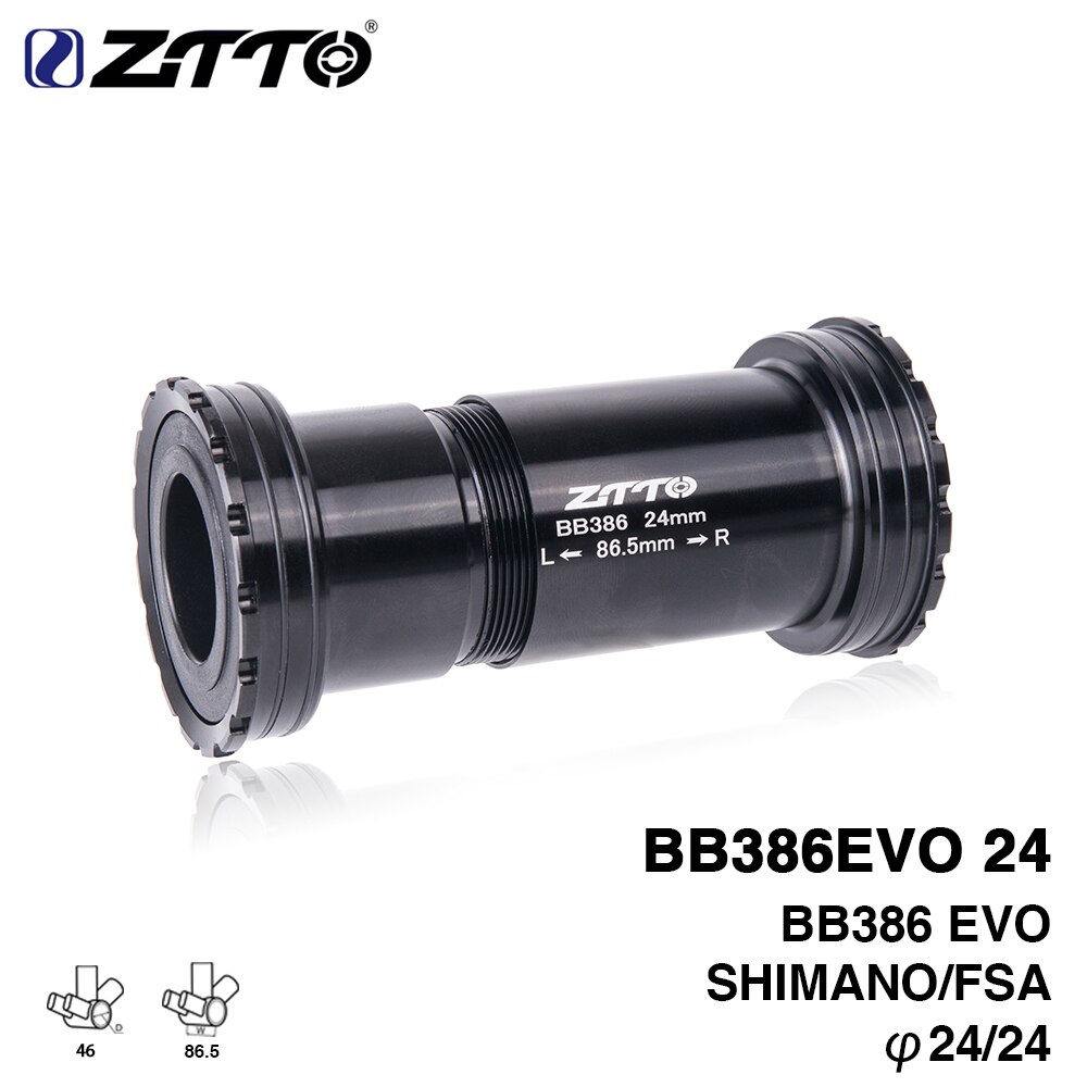 ZTTO Bike Bottom Bracket BB386 24 EVO Threaded-Press Fit Bottom Bracket for46x86.5mm Frame to 24mm Crankset for MTB Road Bike