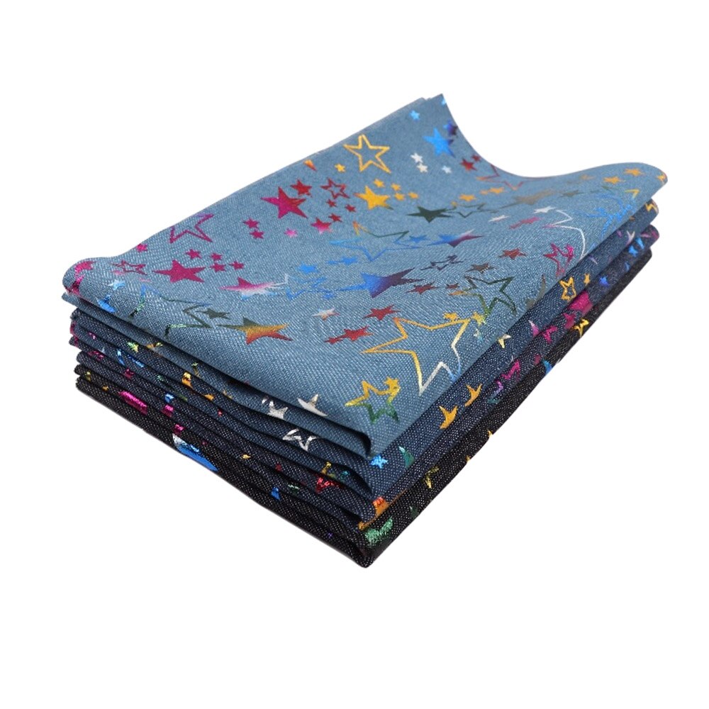 AHB 40*50CM Weichem Denim Stoff Bunte Folie Sterne Stoff NäHenne Decke Cowboy Handgemachte Handwerk Stoff DIY Kleidung taschen Materialien