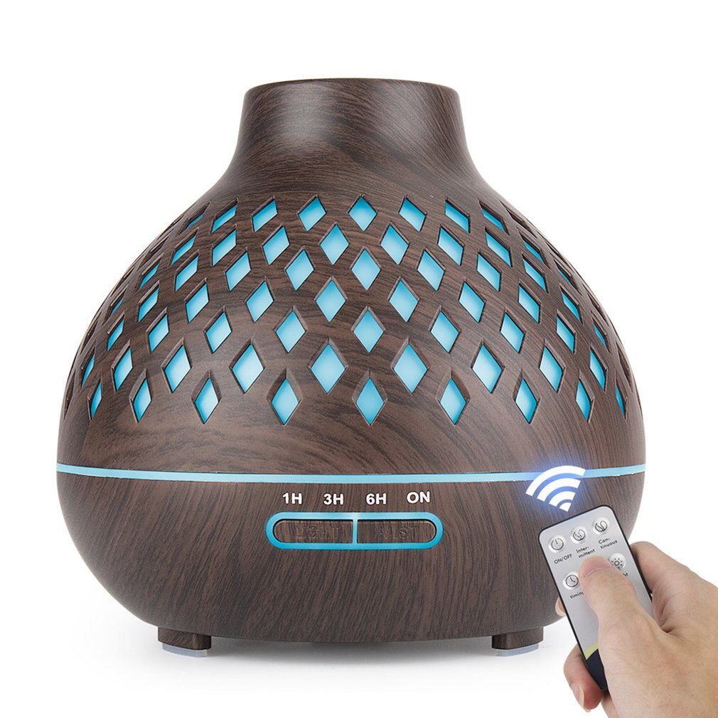 400ML Wood Essential Oil Diffuser Ultrasonic Usb Air Humidifier With 7 Color Led Lights Remote Control Office Home EU Plug