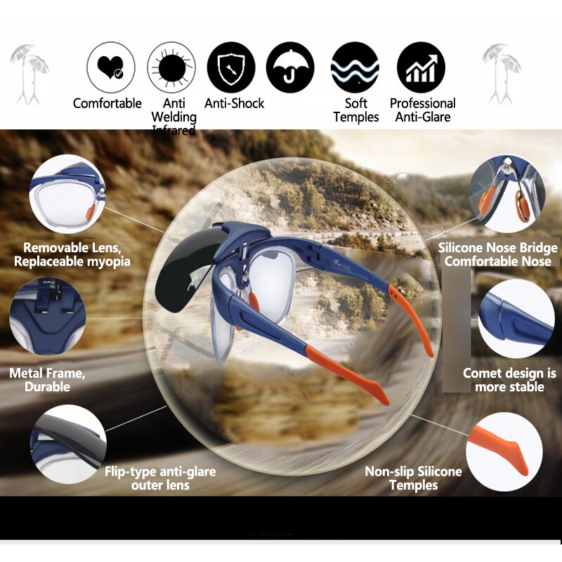 Safety Glasses Flip-Up Front Welding Goggles Cycling Glasses for Welding Soldering Brazing Metal Cutting Protective Glasses