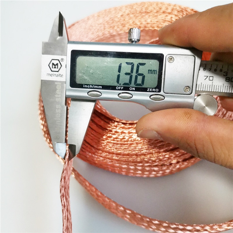 10m 10 kvadratisk platt ren koppar fläta hög flexibilitet kabel naken koppar fläta bly tråd jord ledning tråd