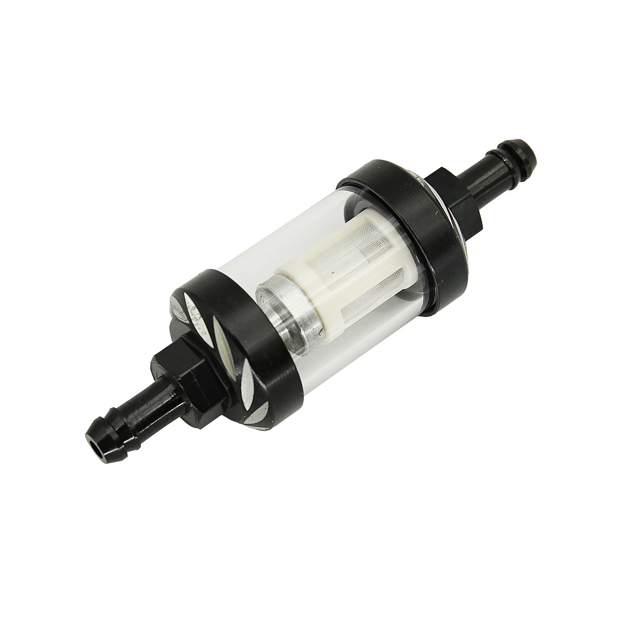 Filtro de aceite de gasolina y combustible de vidrio de aleación de aluminio CNC de 8mm Moto para Dirt Pit Bike 125/140/150/160cc CRF70 90 110 TTR100 110 KLX65: Negro