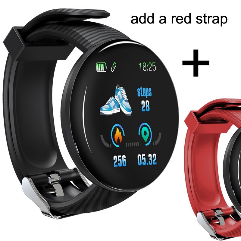 Herenhorloges sportklok dames smartwatch bloeddruk hartslagmeter waterdicht smartwatch horloge voor android ios: Voeg een rode band toe