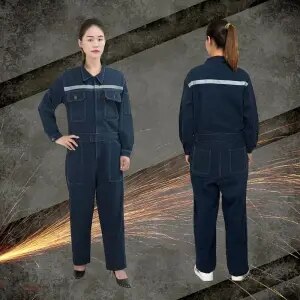 Denim Men&#39;s Overalls Bib Reflective Work Clothing Women Coveralls Jumpsuits for Welding Car Repair Security Protection Workwear