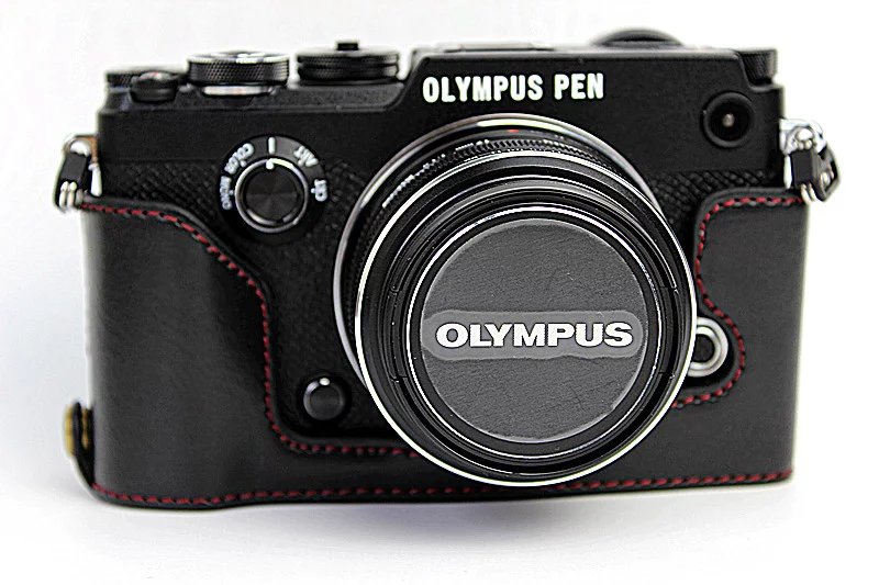 Lær kameraetui til olympus penn-f penn f penf kamerahusveske, ta ut batteriet direkte