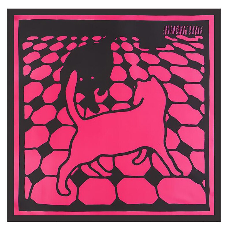 Frauen Schal Luxus Katze Drucken Hijab Reiner Seide Schal Schals Foulard Quadratischen Kopf Schals wickelt NEUE: rot