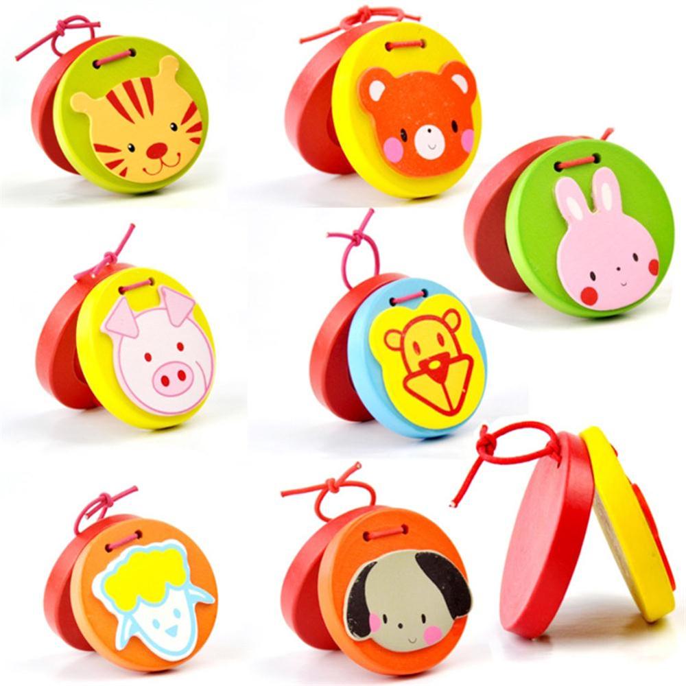 1Pc de dibujos animados castañuelas niños encantadores castañuela de madera Clapper de instrumento Musical de juguete: Default Title