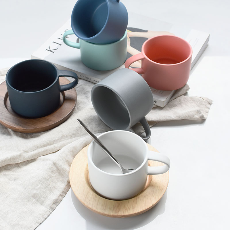 Tasse à café en céramique givrée | Macarons simples cintrés de Style japonais, tasse de petit déjeuner, tasse des amoureux