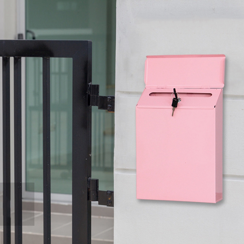 1Pcs Modern Mailbox Comment Letter Deposit Suggestion Box Secured Payments Key Paperwork Secure Postbox Decor: Pink
