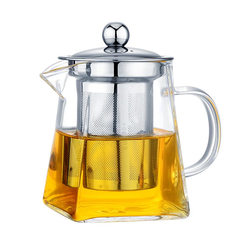 Glass Teapot Heat Resistant Square Glass Teapot With Tea Infuser Filter Milk Flower Tea Pot: 950ml