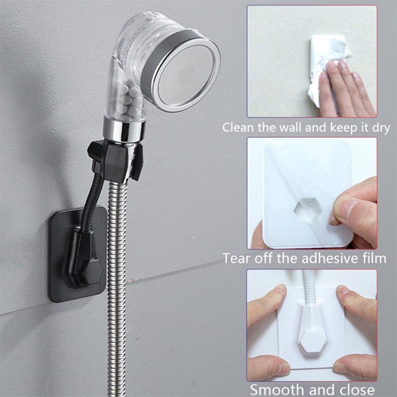 Douchekop Houder Verstelbare Zelfklevende Douchekop Beugel Zelfklevende Douche Fixing Stand Muur Rack Badkamer Universele