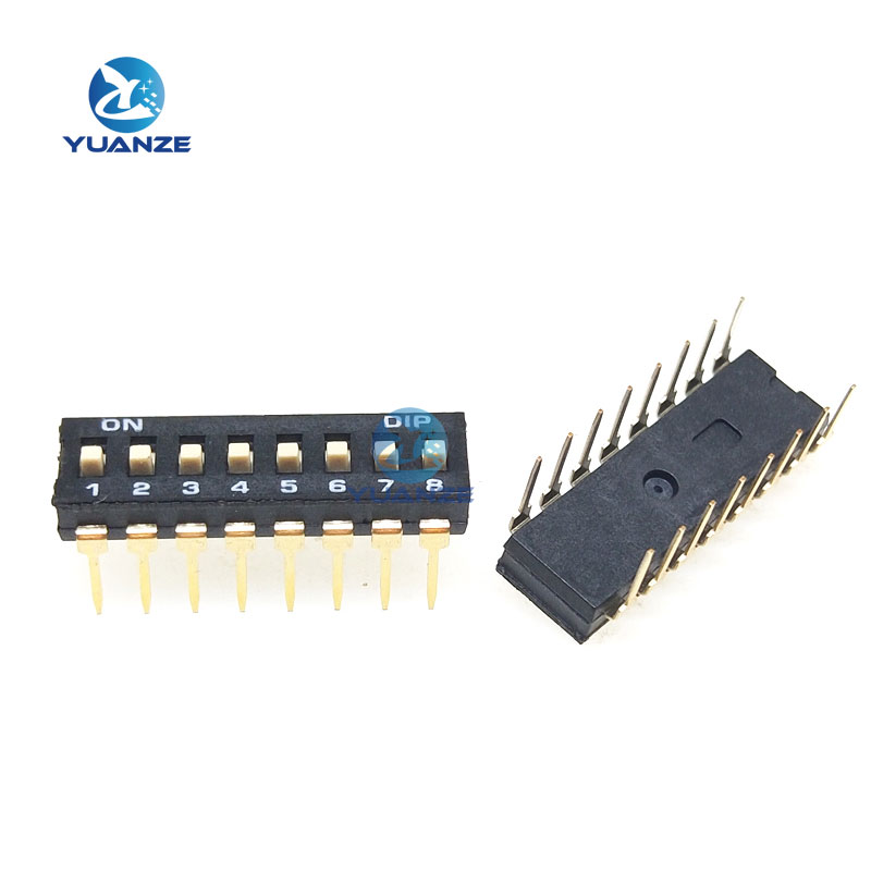10pcs/lot Slide Type SMT SMD Dip Switch, 2.54mm Pitch 2 Row 4 Pin 2 Position / 8 pin 4 Position / 16 pin 8 Position: army green