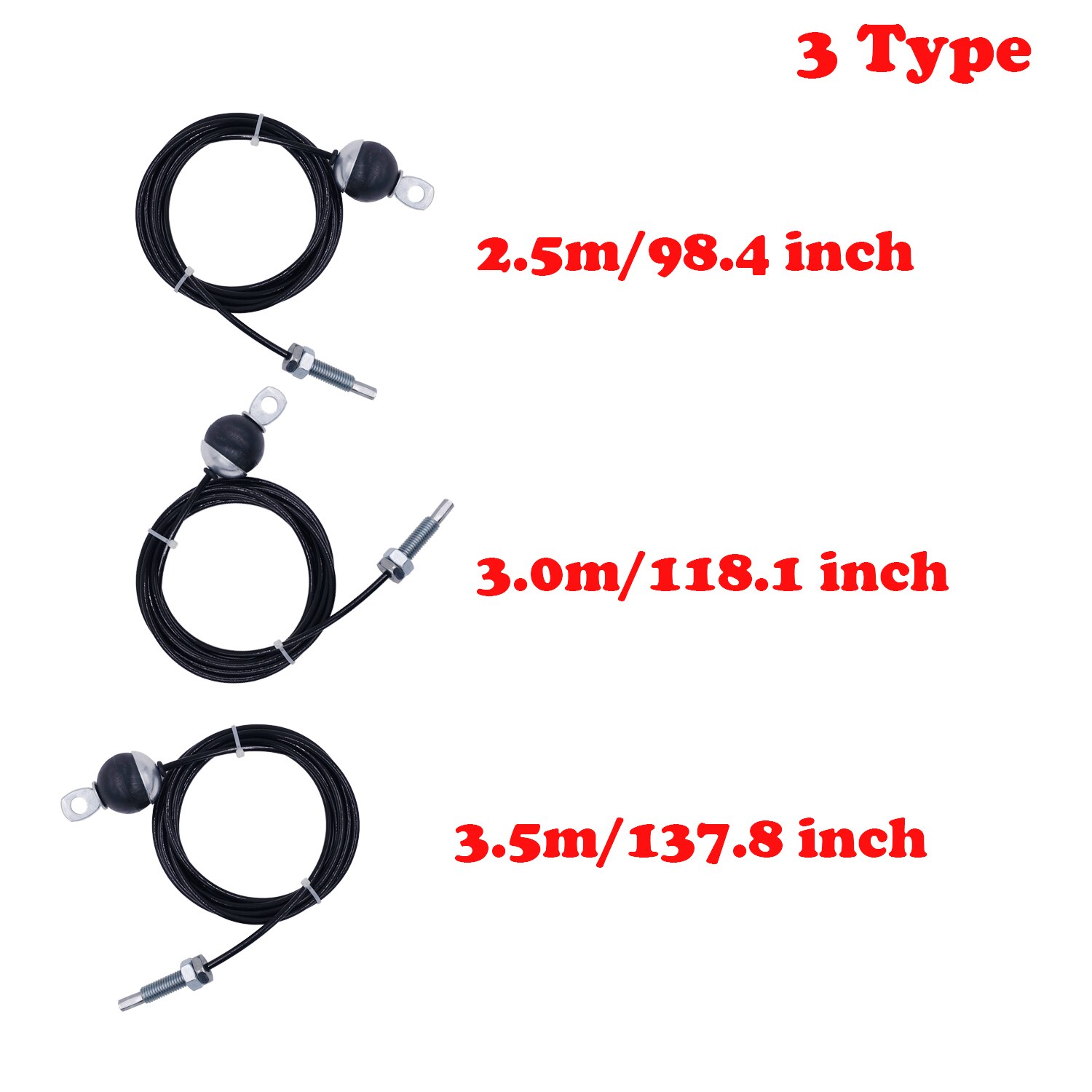 2.5m/3m/3.5m Gym Steel Cable Wire Rope 5mm Thick Heavy Duty Parts Accessories With Ball for Lifting Training Pulley Home Fitness