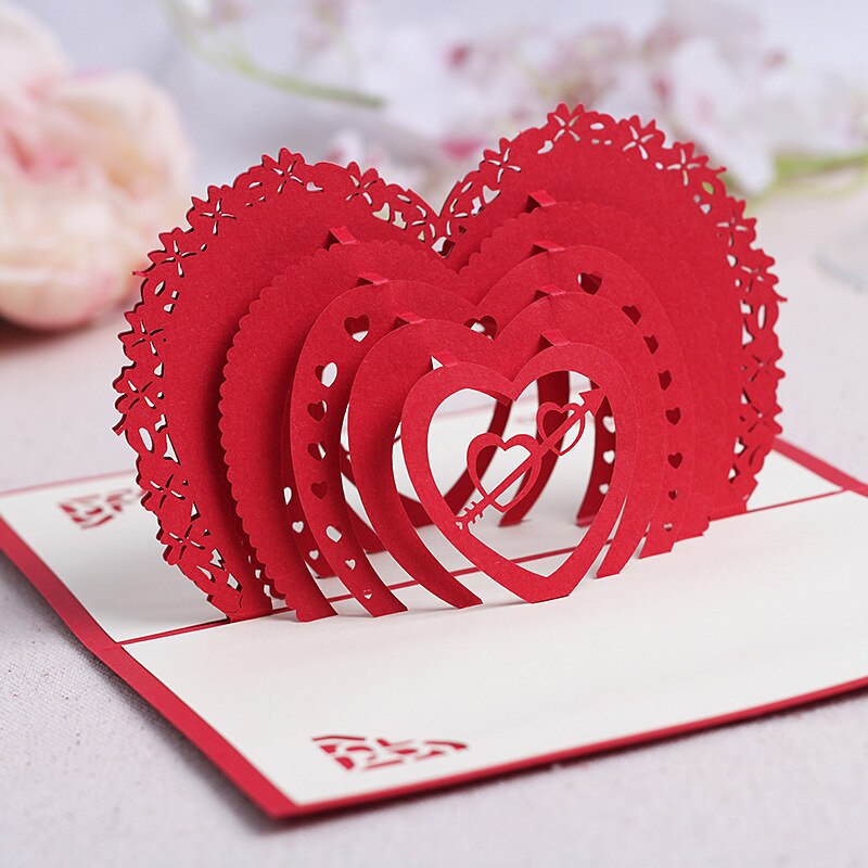 3D Rose Pop Up Card Cherry Blossoms Wedding Invitations Card LOVE Butterfly Flower Greeting Cards Romantic Thank You Cards Party