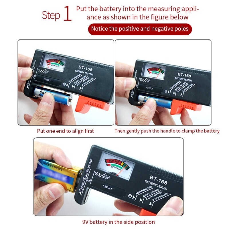 Universal Battery Tester Battery Tester Digital LCD Display Check Universal Tester Battery Capacitance Diagnostic Tool