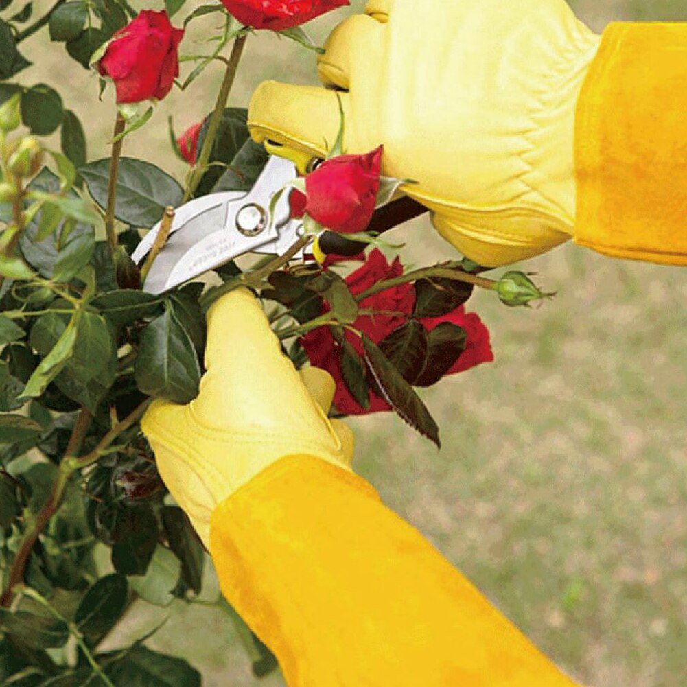 1pair Rose Pruning Protection Gardening Gloves Thorn Proof Yard Artificial Leather Gauntlet Wear Resistant Men Women Long Sleeve