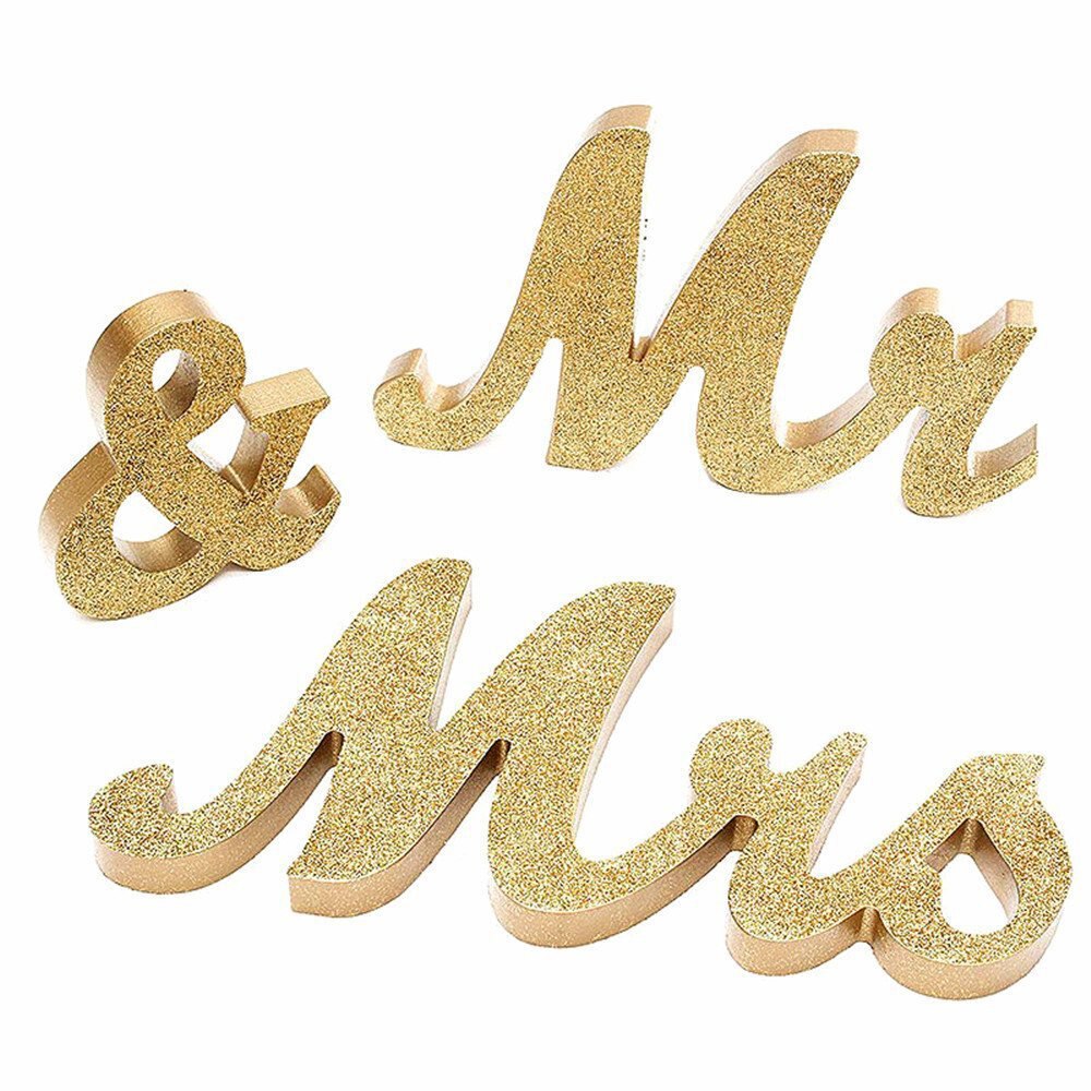 Panneaux de mariage en bois or MR &amp; MRS, 3 pièces/ensemble, lettres de mariage, chiffres de Table, accessoires de Photo de décoration, arrière-plan