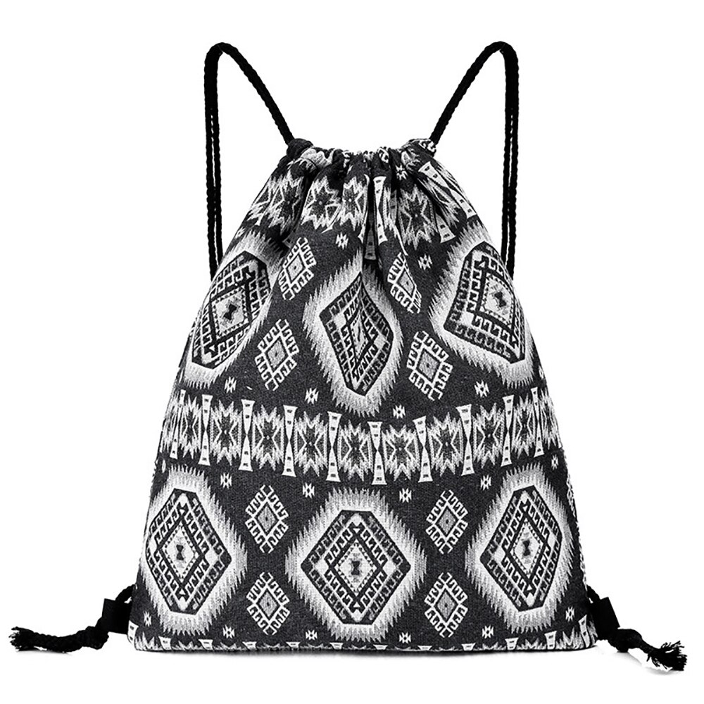 Gym Sack Drawstring Bag Bohemian with Inside Zipper Pocket Sports Travel Bag Light Backpack for Men Women: 1