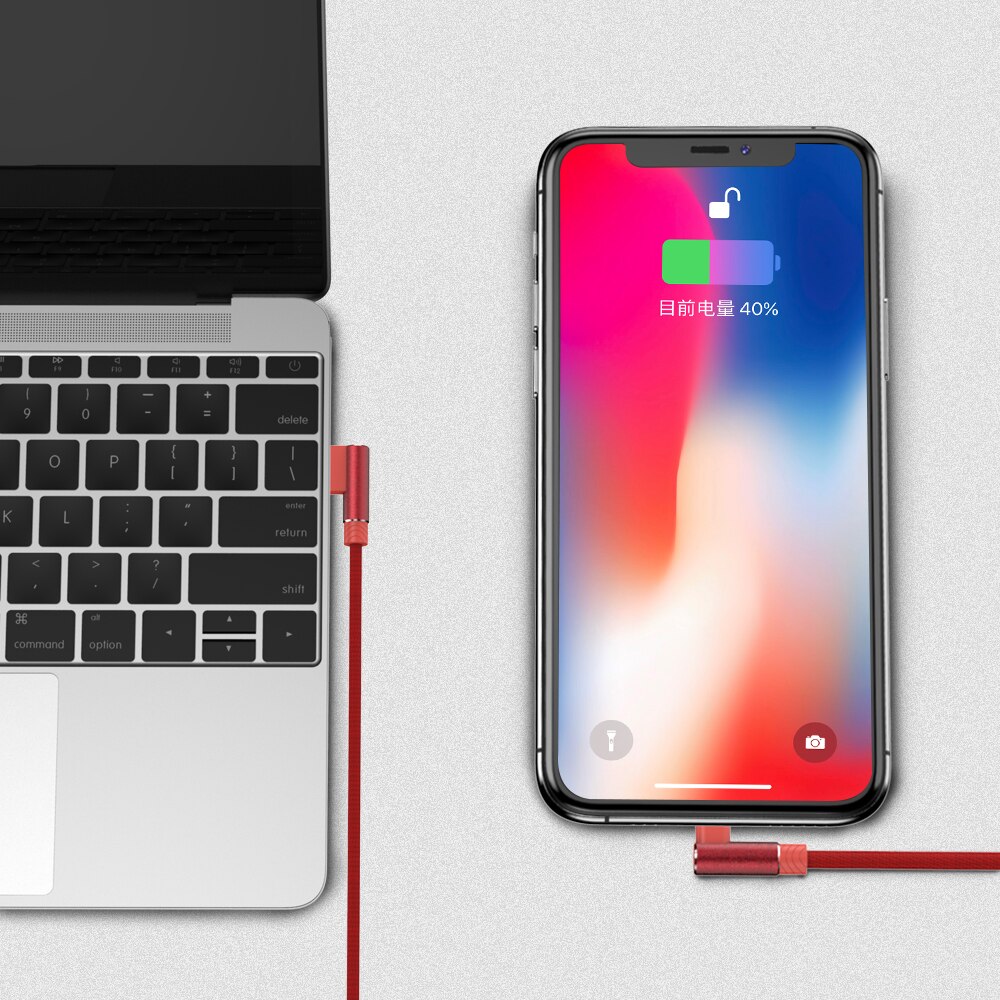 USB Cable For iPhone Charger 90 Degree Fast Charging Cord for iPhone 7 8 6 s 6s Plus X XR Xs 11 Pro Max iPad Origin 3m Data Wire