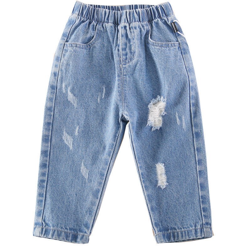 2 3 4 5 6 años niños pequeños Jeans Casual Hole Denim Pantalones para niño elástico cintura bebé niño primavera otoño pantalones