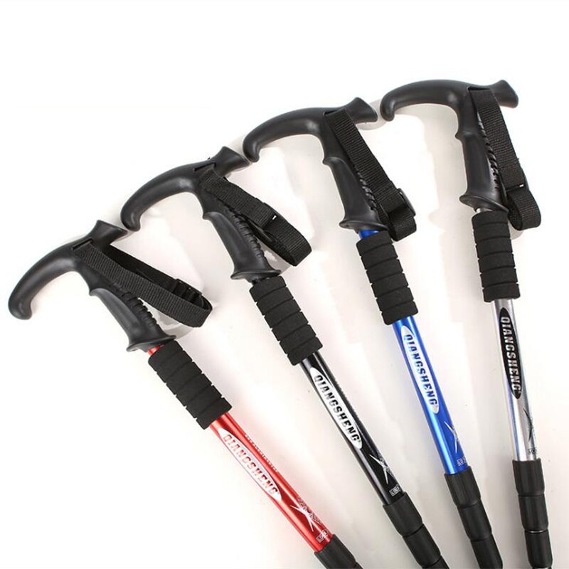 Palo de senderismo, bastón de trekking retráctil de aluminio, bastón telescópico para caminar, palo de trekking plegable