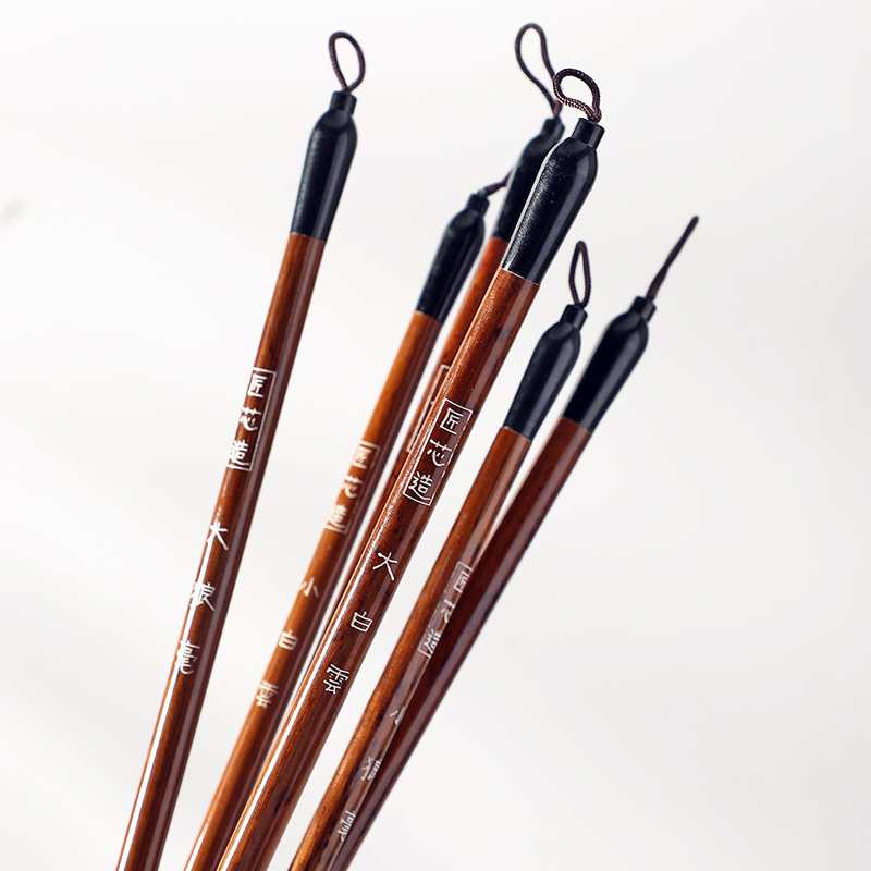 3pcs Chinese Japanese Water Ink Painting Writing Calligraphy Brush Pen Brown