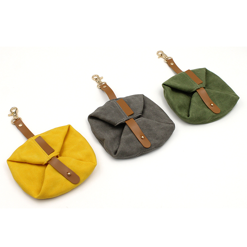 Cuenco de lona para perro, cuenco de viaje para comida y agua, plato para mascotas, lona encerada, hecho a mano