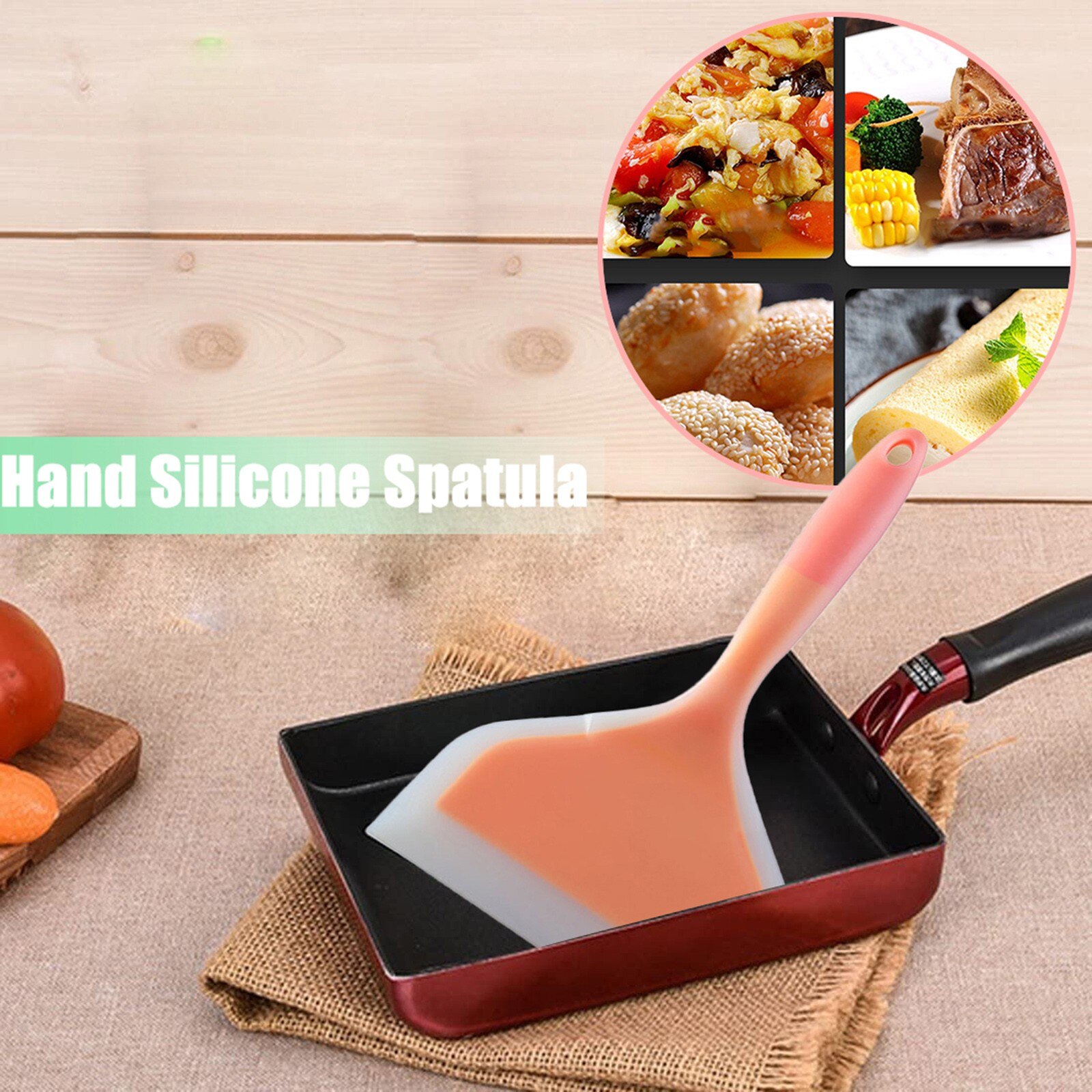 25#  orange håndsilikone spatel silikone pandekager skovl nonstick wide turner let at rengøre let høj temperaturværktøj: Default Title