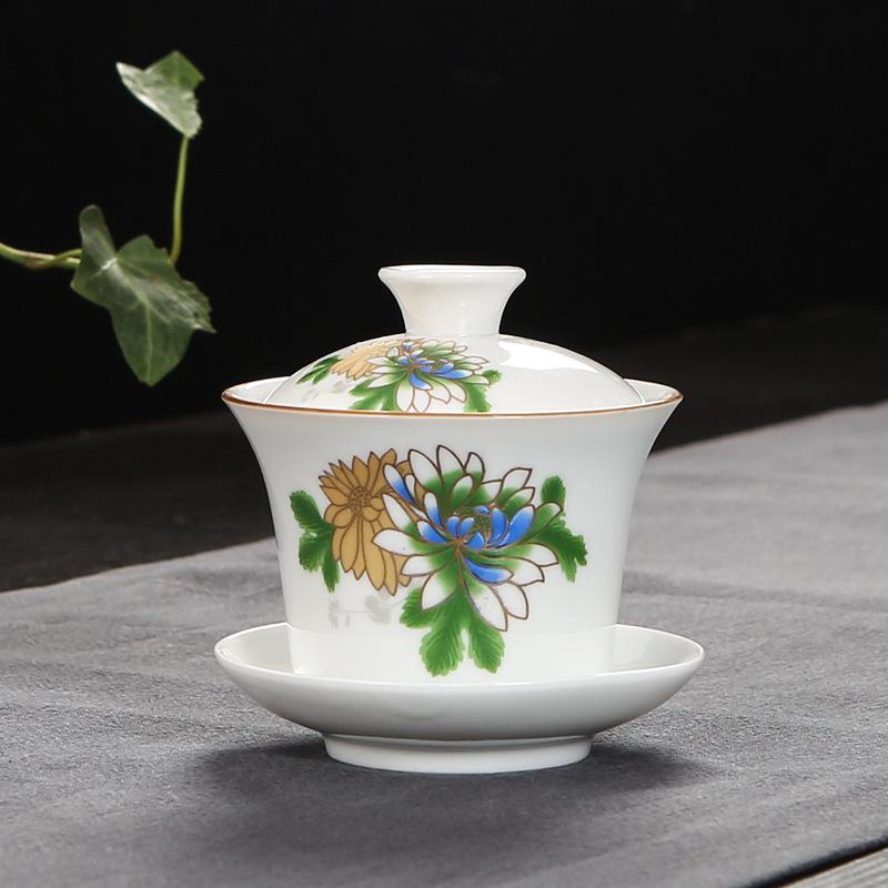 Keramisk gaiwan tesæt te terrin kinesisk kungfu tekopper porcelæn teskål ware terrin keramik tekopper tekander gai wan sæt