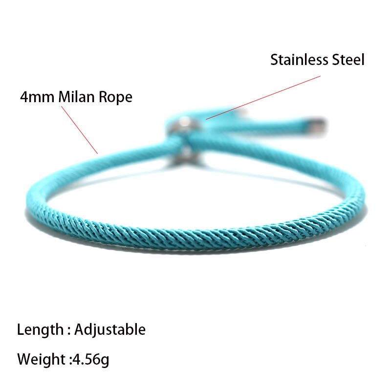 100% aço inoxidável pulseira masculino feminino 4mm milan corda preto vermelho braslet ajustável bff amizade braclet presente para casais