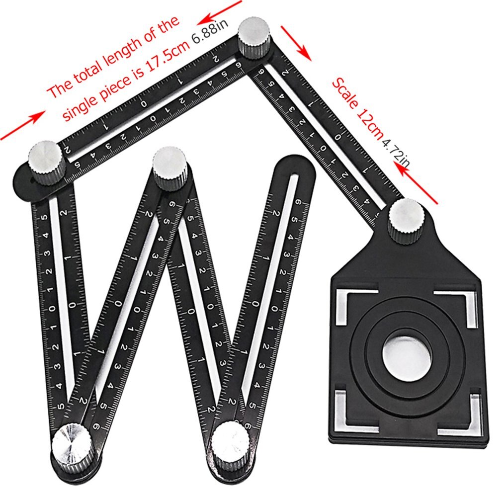 Aluminum Alloy Multi Angle Measuring Six-Fold Ruler Positional Locator Universal Trepanning Lineation Tile Glass Punching Tool