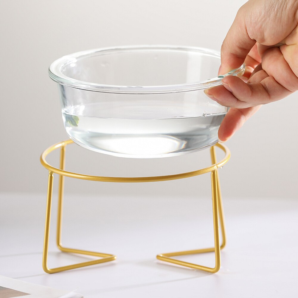 Ceramiczna/szklana podwyższona miska dla psa podniesiona karma dla kotów miseczka na wodę danie dla zwierząt komfortowe miski robić karmienia ze złotym żelaznym stojakiem