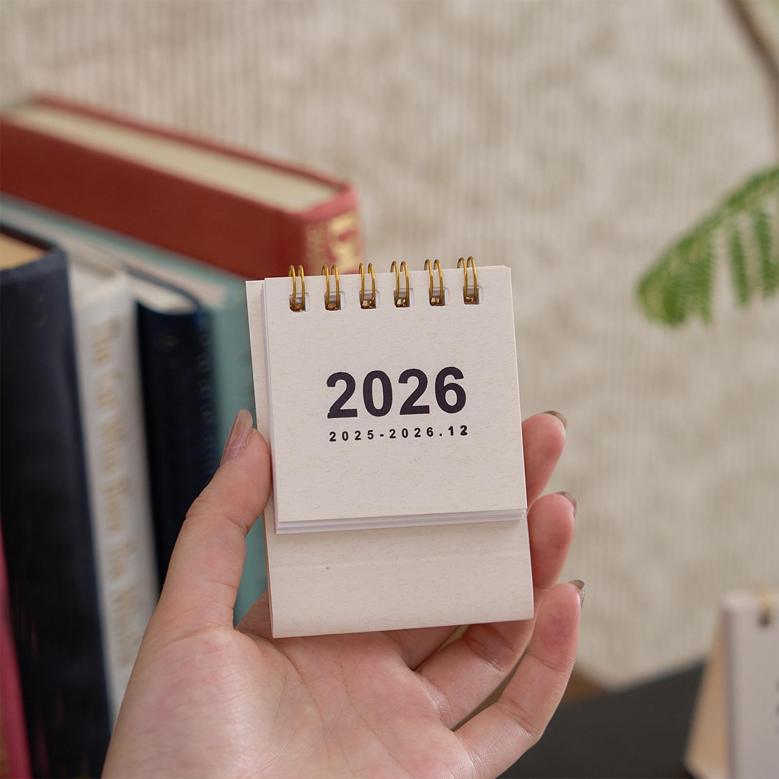 2025-2026 bureaukalender, van mei 2025 tot december 2026, kleine kalender van 20 maanden, 6,5x7x3cm papieren kleine bureaukalender kalender