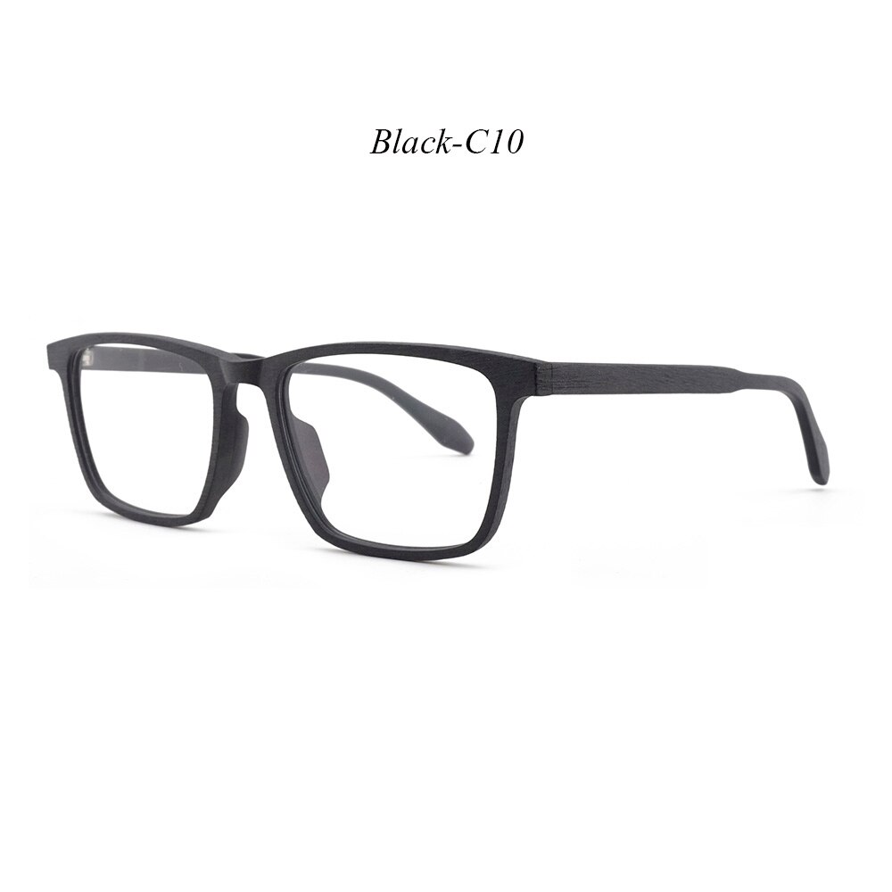 HDCRAFTER Optical Prescription Glasses Frame Men Wood Myopia Progressive Eyeglasses Frame Clear Transparent Spectacles Eyewear: C10
