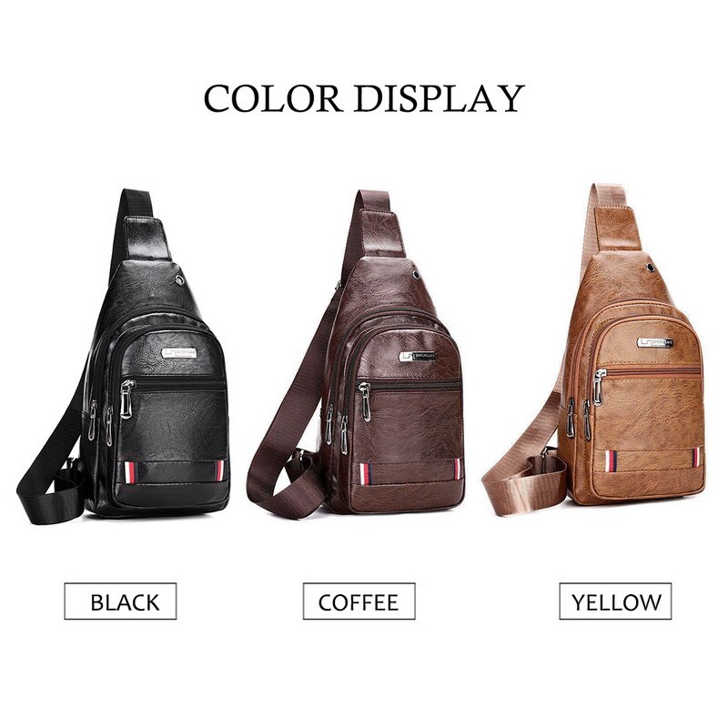waterproof Male Chest bag Leather Crossbody Bags High Capacity Chest Bag Travel Shoulder Pack For Men Bolsos
