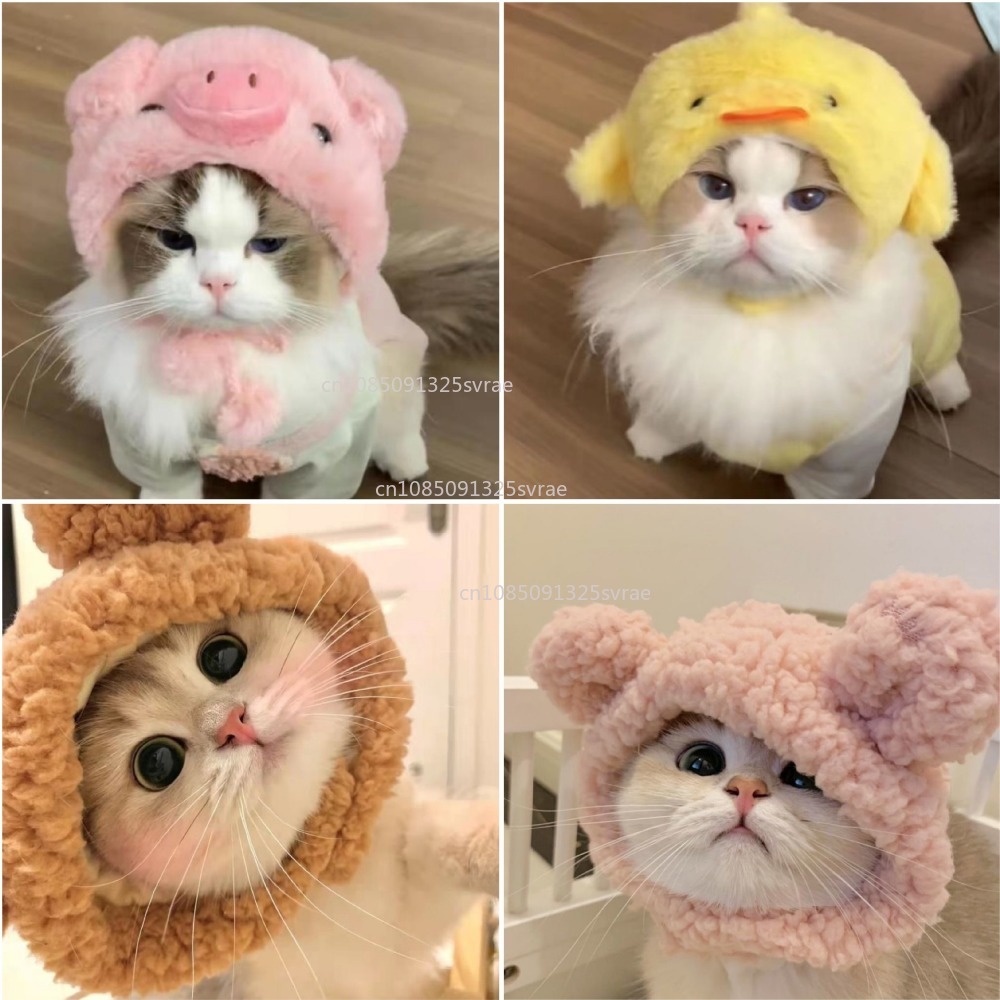 Gorro de gato refinado bonito, gorro elástico de felpa para invierno para mascotas, gorro tejido para cachorros y gatitos, accesorios de decoración para y Cosplay, accesorios para gatos para mascotas