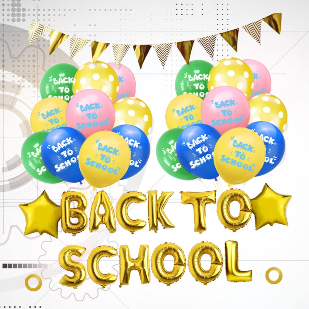 1 Set of 37Pcs Back to School Letters Balloon Set Back-to-school Season Latex Balloon School Classroom Layout Balloon D: Yellow