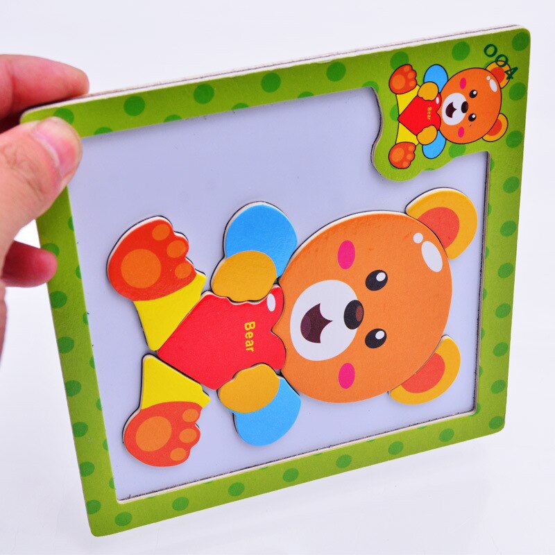 24 styles Baby Toys 3D Magnetic Puzzles Wooden Animals Puzzles Tangram Tiger/Bear/Frog Educational Toys for Kids