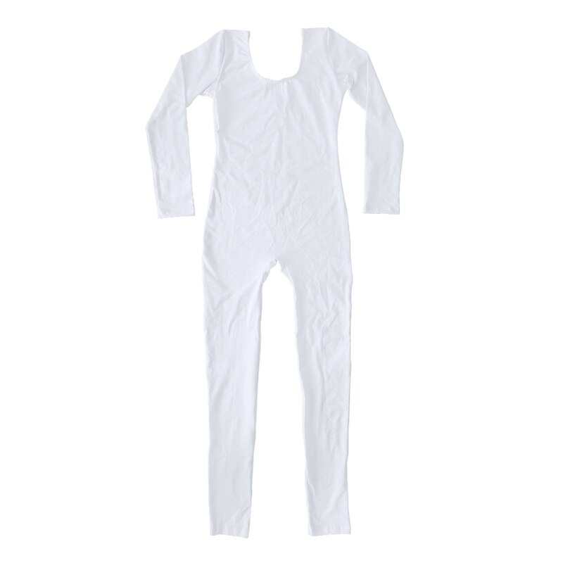 Mono de algodón de manga larga para adultos, leotardos de gimnasia para niñas, traje completo de Yoga, Ropa de baile de Ballet, mono, Unitard Unisex: White / S