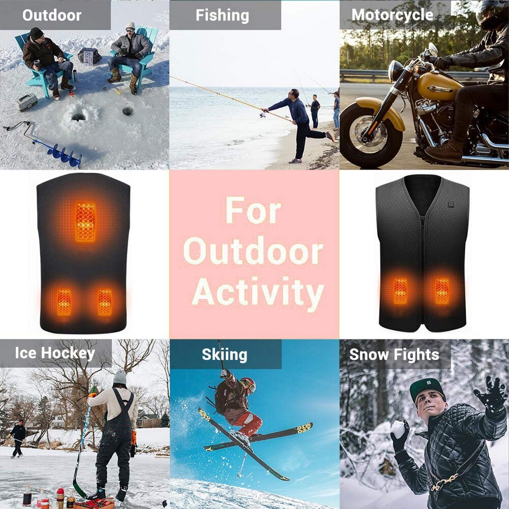 5 Areas Heated Vest Men Women Winter Electrical Heated Sleevless Jacket Daily Life Outdoor Thermal Clothes Best Winter