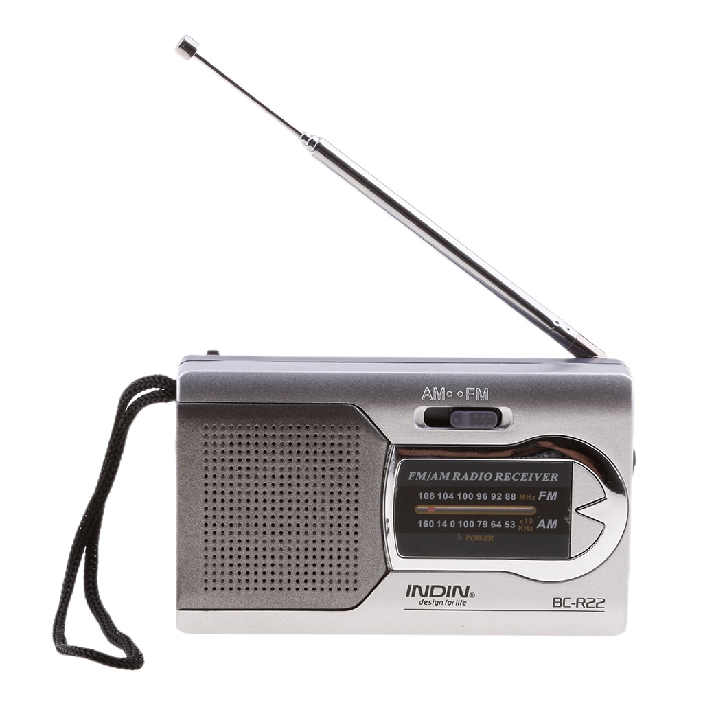 BC-R22 Pocket Portable Mini AM/FM Radio Speaker World Receiver Telescopic Antenna Mini Portable AM/FM Radio Speaker