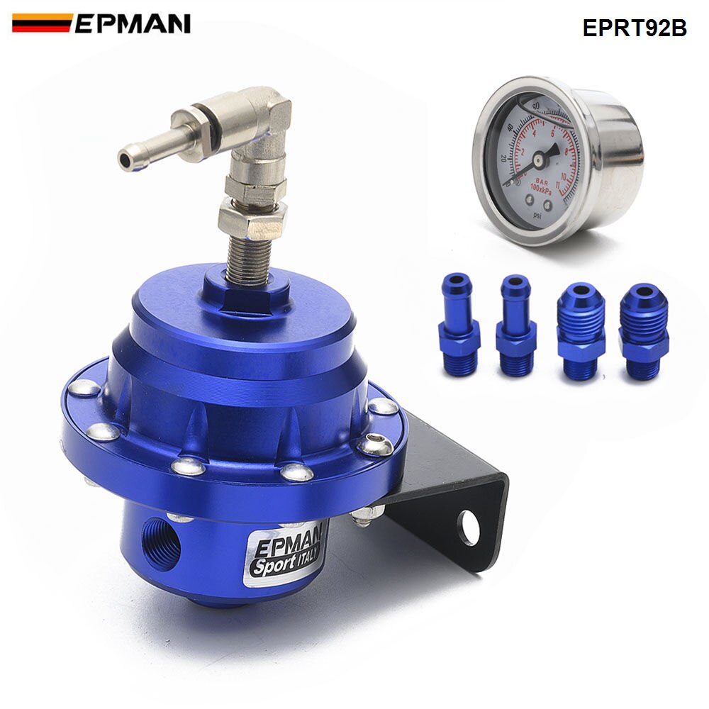 Epman Sport Universal- Einstellbare Kraftstoff Druckregler Öl Messgerät ein6 1/8NPT passend zu Ende EPRT92B: Blau
