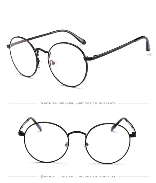 retro voor vrouwen mannen brillen frame luxe full metal ronde bril frame koreaanse nerd clear licht bril: C3