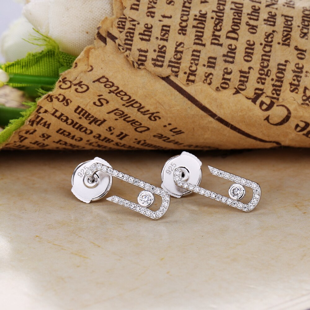 SHADOWHUNTERS oryginalny 925 szterling srebro ruszaj się kolczyki z kamykami wyczyść CZ dla kobiet mała biżuteria ślubna akcesoria robić robienia