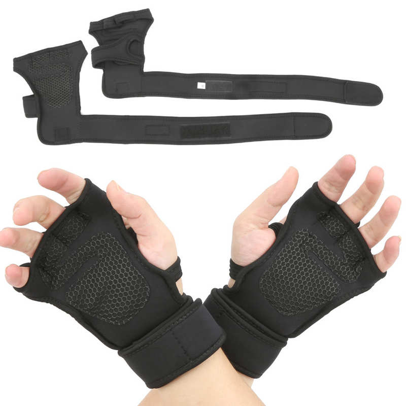 1 para rękawice robić podnoszenia ciężarów trening siłowy ochrona dłoni rękawice antypoślizgowe podnoszenie ciężarów zdatność opaski na nadgarstek rękawice