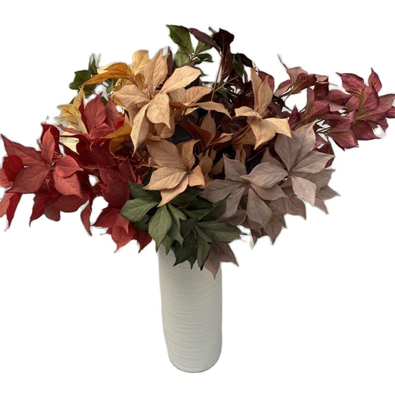 One Silk Filbert Tree Leaf Branch Artificial Hazel Greenery Plant for Green Wall Floral Decoration