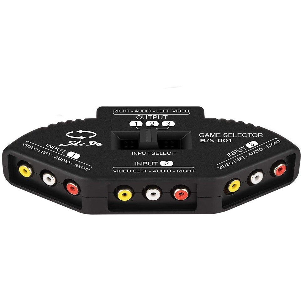 3 in 1 RCA Splitter Audio e Video RCA Switch Box con cavo per il collegamento di 3 dispositivi di segnale RCA a 1 Monitor