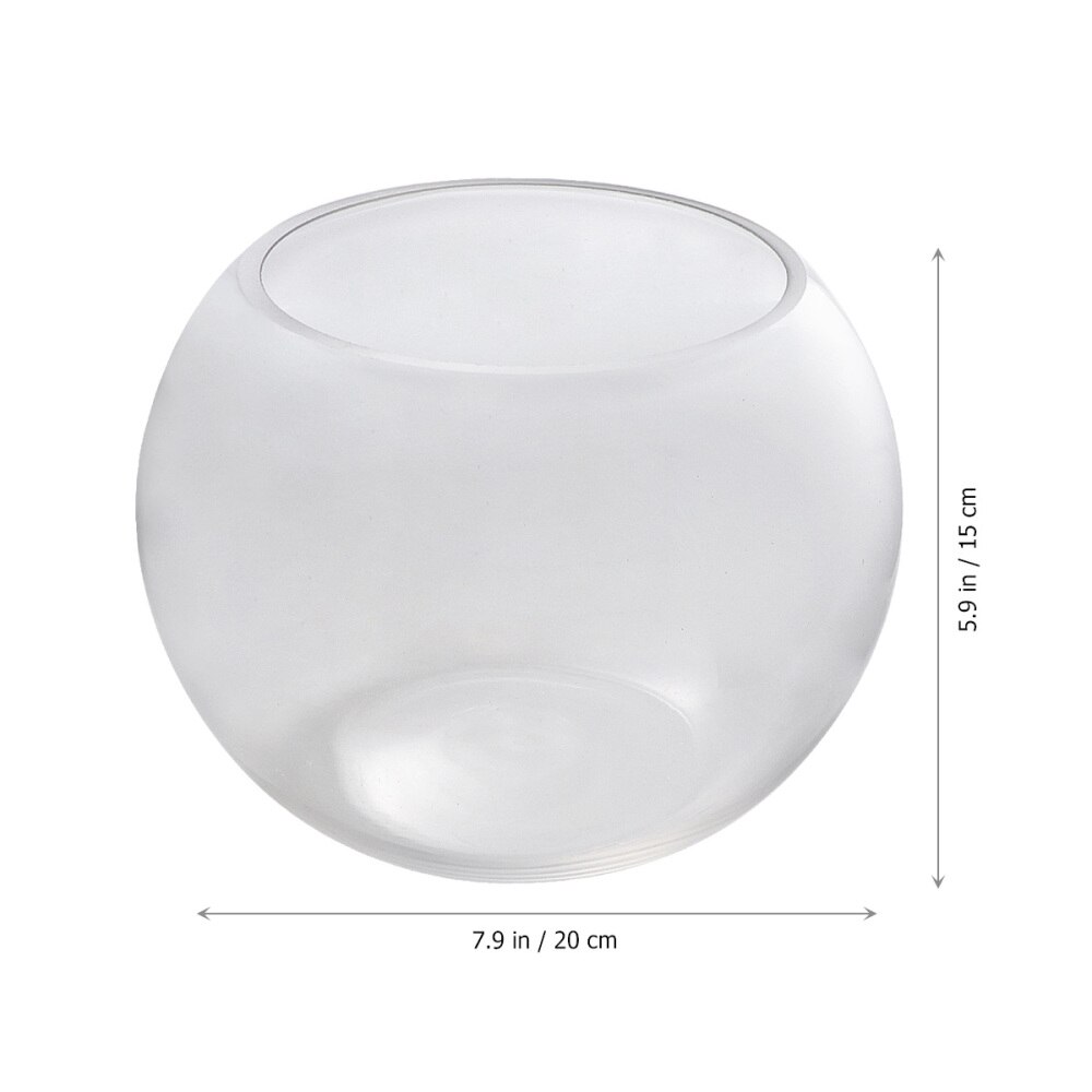20cm Round Glass Fish Tank Globe Ecological Fish Bowl Terrarium Glass Aquariums for Home Hotel Fish Size