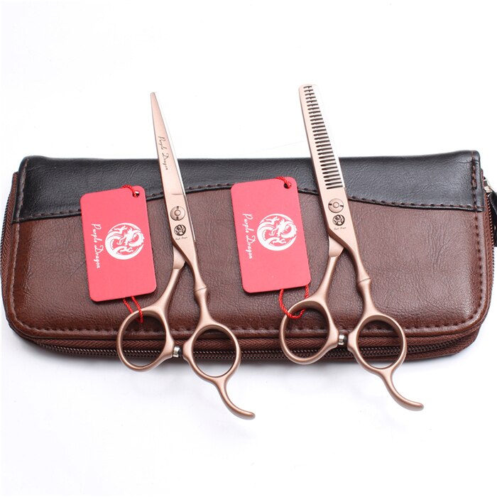 6In. 17.5cm 440C Purple Dragon Rose Gold Hairdressing Scissors Thinning Shears Cutting Scissors Hair Scissors Z9030: Z9030 Jin D 6YY